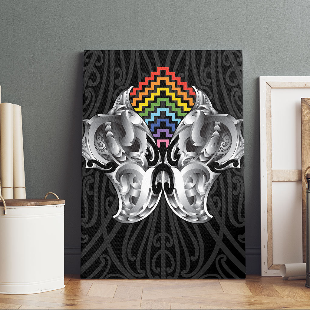 Aotearoa Kowhaiwhai Poutama Rainbow Motif Canvas Wall Art
