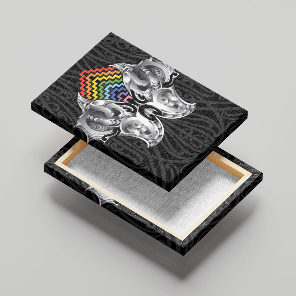 Aotearoa Kowhaiwhai Poutama Rainbow Motif Canvas Wall Art