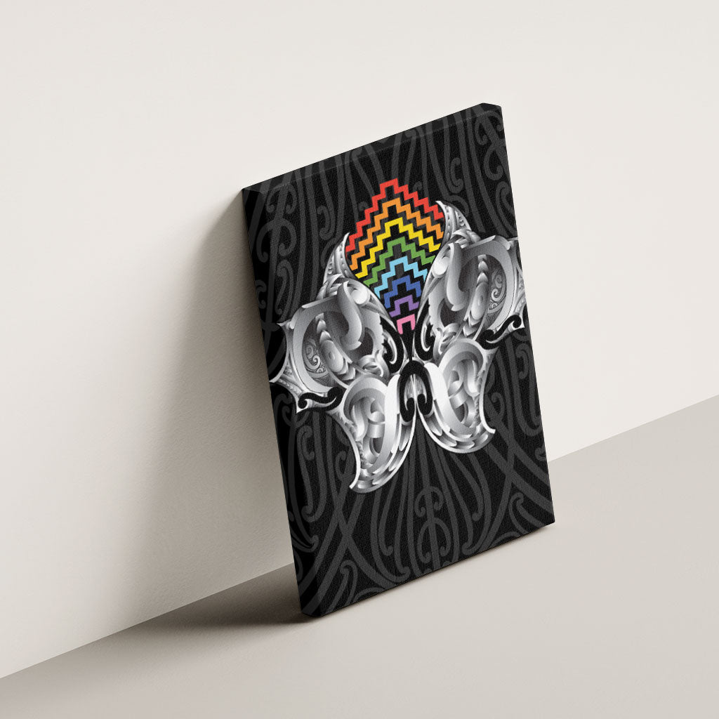 Aotearoa Kowhaiwhai Poutama Rainbow Motif Canvas Wall Art