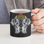 Aotearoa Kowhaiwhai Poutama Rainbow Motif Ceramic Mug