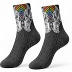 Aotearoa Kowhaiwhai Poutama Rainbow Motif Crew Socks