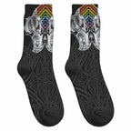 Aotearoa Kowhaiwhai Poutama Rainbow Motif Crew Socks