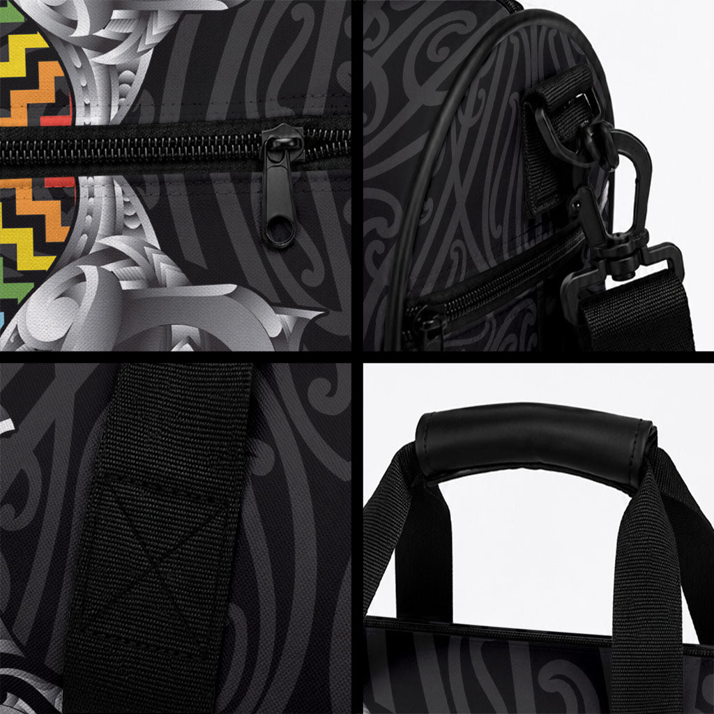Aotearoa Kowhaiwhai Poutama Rainbow Motif Duffle Bag