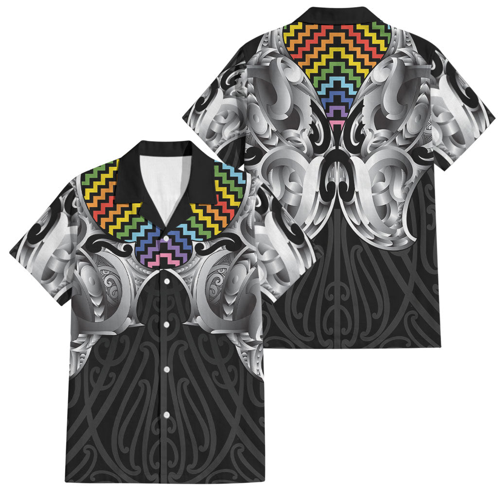 Aotearoa Kowhaiwhai Poutama Rainbow Motif Family Matching Long Sleeve Bodycon Dress and Hawaiian Shirt