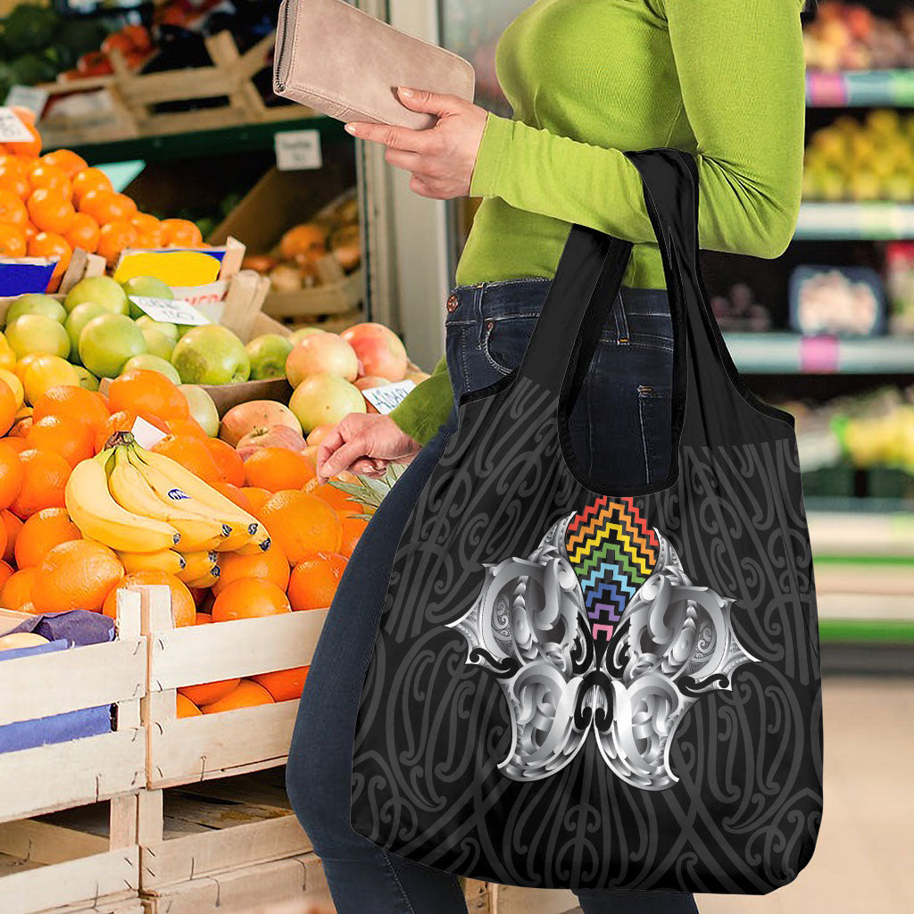 Aotearoa Kowhaiwhai Poutama Rainbow Motif Grocery Bag