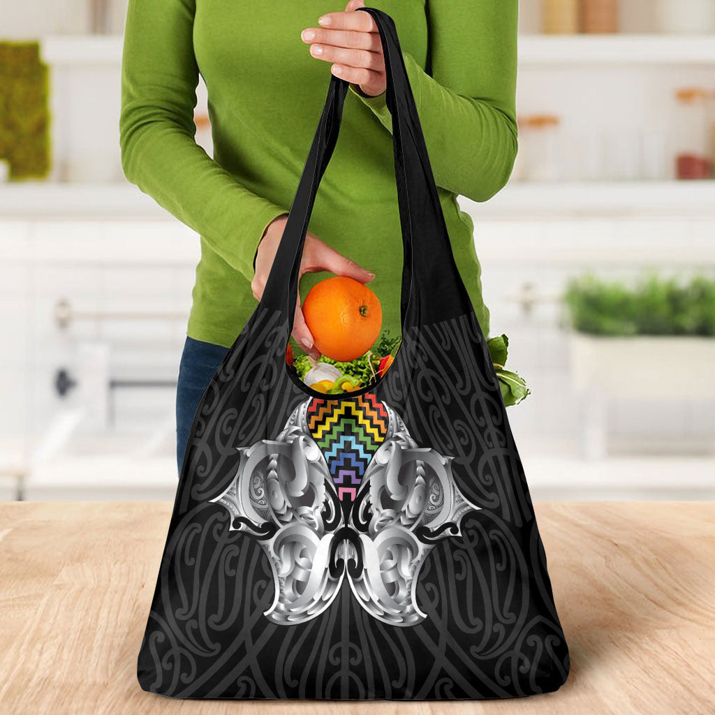 Aotearoa Kowhaiwhai Poutama Rainbow Motif Grocery Bag