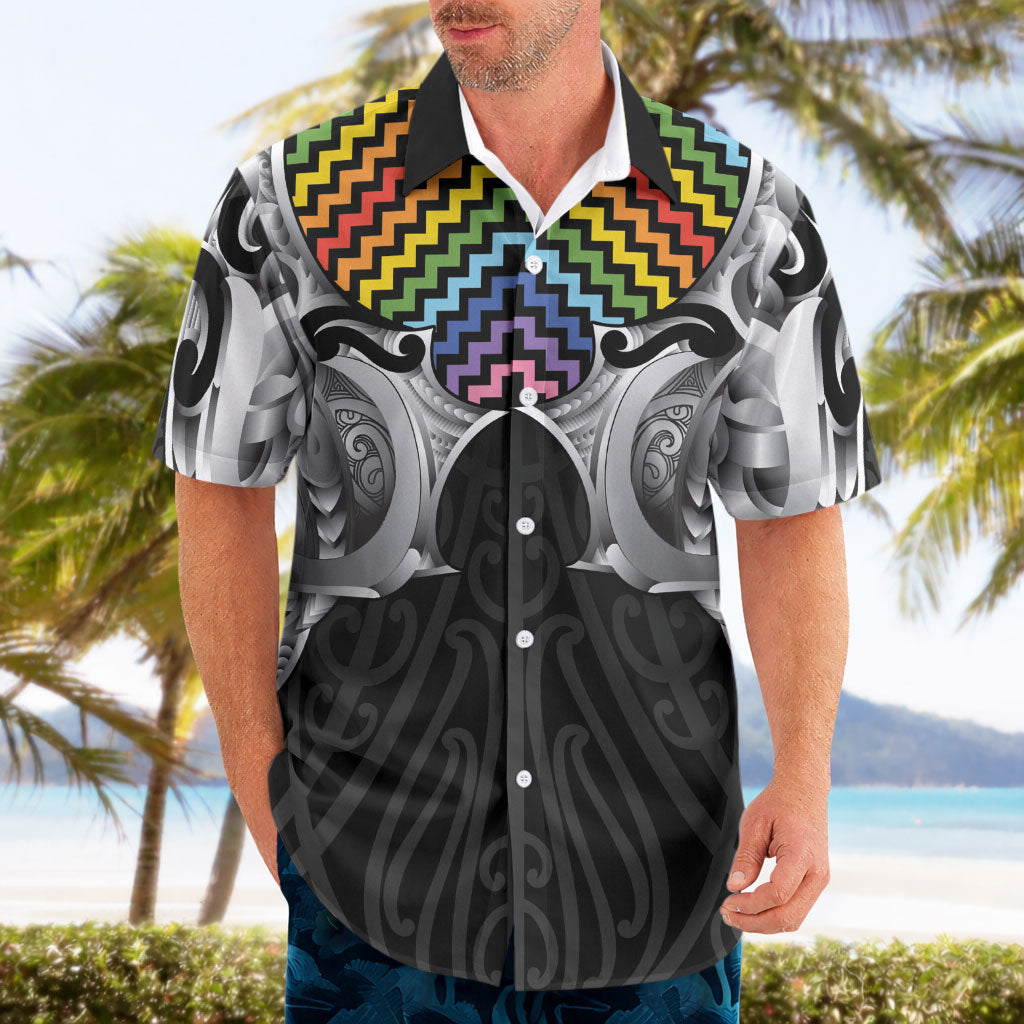 Aotearoa Kowhaiwhai Poutama Rainbow Motif Hawaiian Shirt