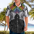 Aotearoa Kowhaiwhai Poutama Rainbow Motif Hawaiian Shirt