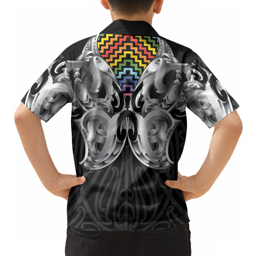 Aotearoa Kowhaiwhai Poutama Rainbow Motif Hawaiian Shirt
