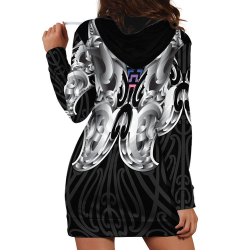 Aotearoa Kowhaiwhai Poutama Rainbow Motif Hoodie Dress