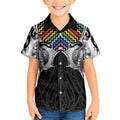 Aotearoa Kowhaiwhai Poutama Rainbow Motif Kid Hawaiian Shirt