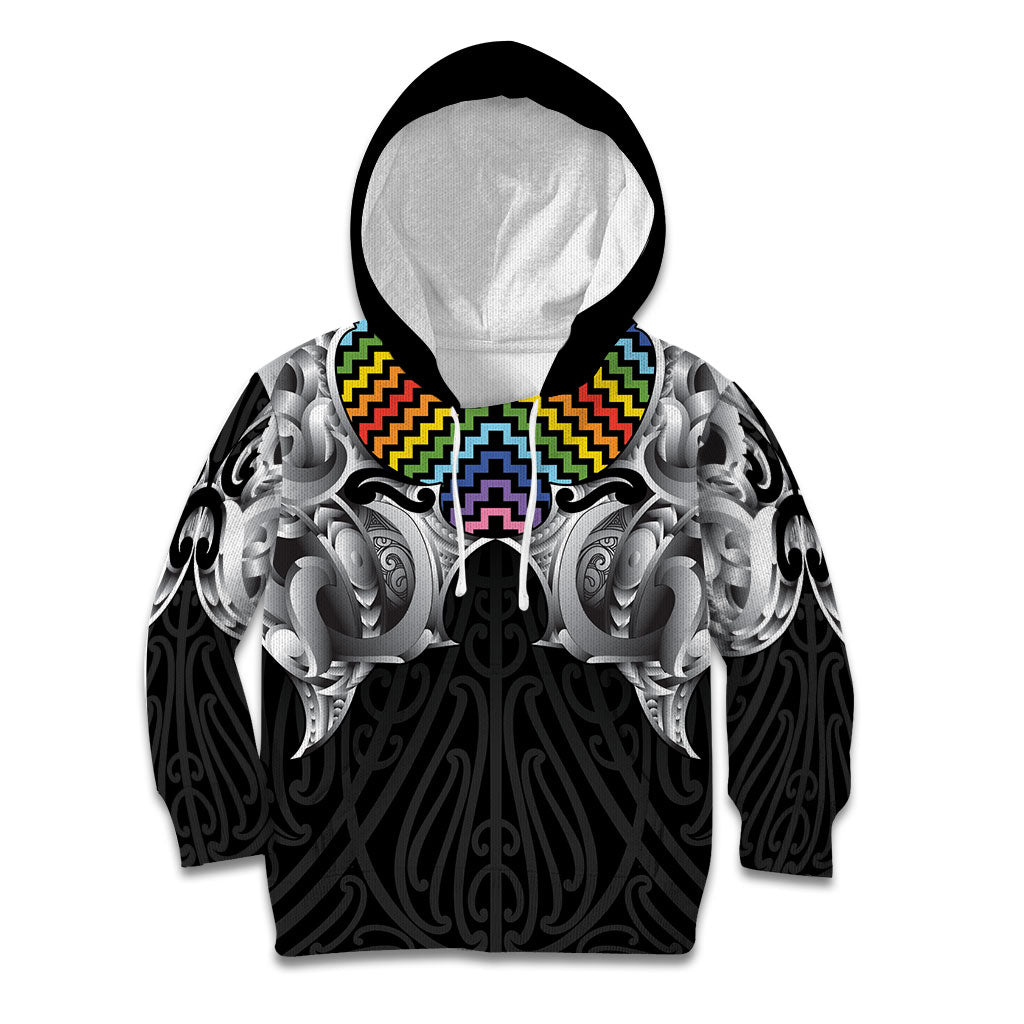 Aotearoa Kowhaiwhai Poutama Rainbow Motif Kid Hoodie