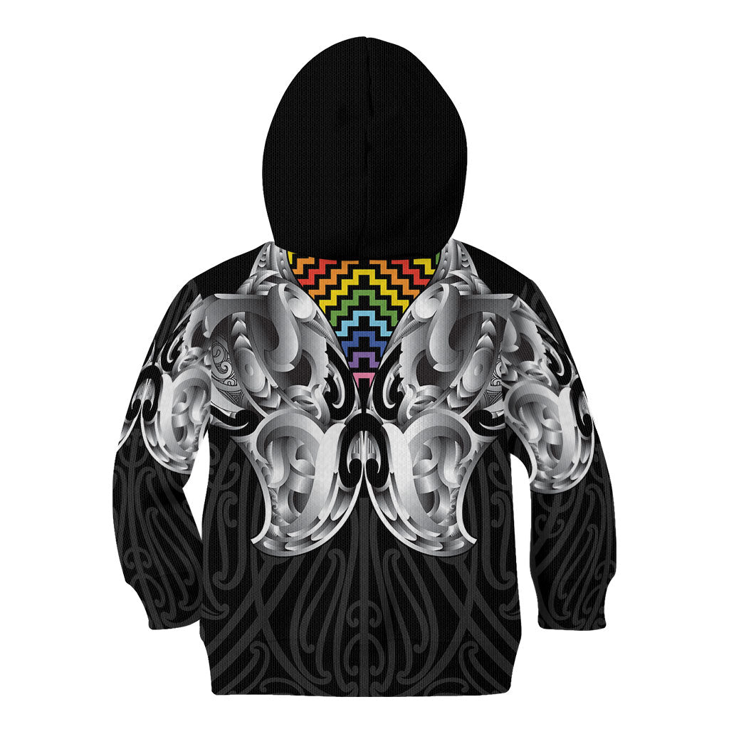 Aotearoa Kowhaiwhai Poutama Rainbow Motif Kid Hoodie