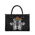 Aotearoa Kowhaiwhai Poutama Rainbow Motif Leather Bag
