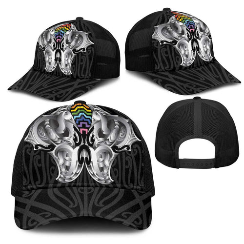 Aotearoa Kowhaiwhai Poutama Rainbow Motif Mesh Trucker Cap