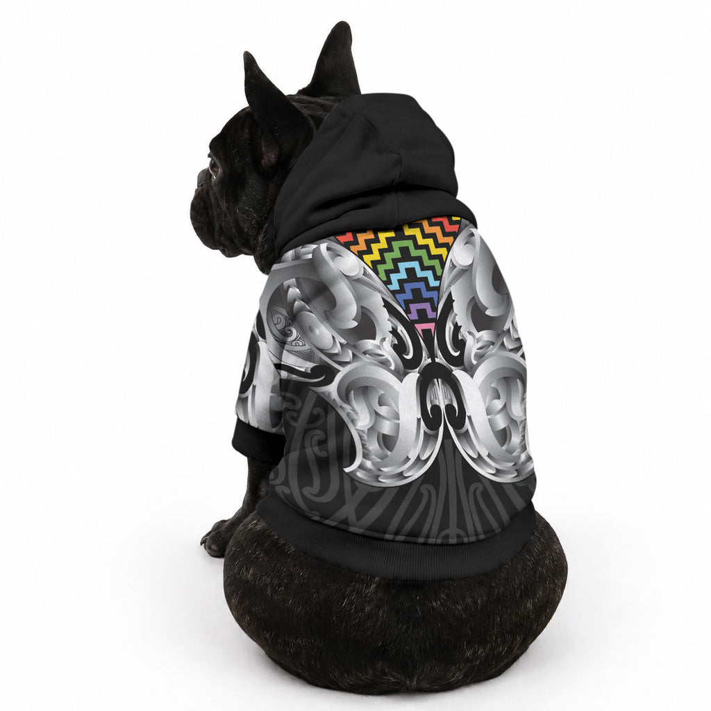 Aotearoa Kowhaiwhai Poutama Rainbow Motif Pet Hoodie