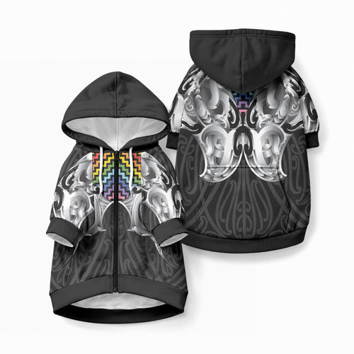 Aotearoa Kowhaiwhai Poutama Rainbow Motif Pet Hoodie