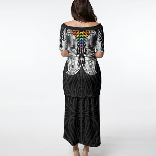 Aotearoa Kowhaiwhai Poutama Rainbow Motif Puletasi