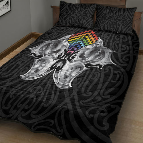 Aotearoa Kowhaiwhai Poutama Rainbow Motif Quilt Bed Set
