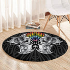 Aotearoa Kowhaiwhai Poutama Rainbow Motif Round Carpet