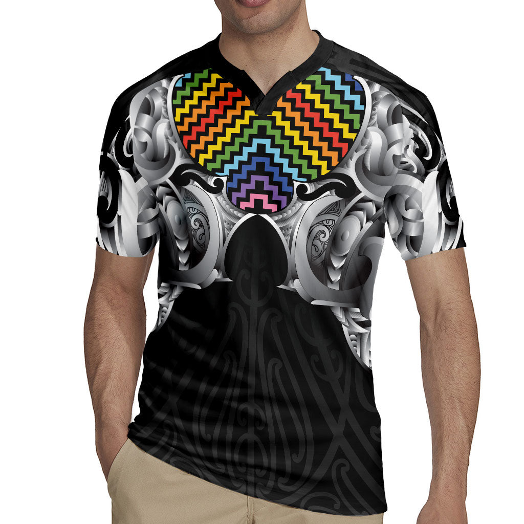 Aotearoa Kowhaiwhai Poutama Rainbow Motif Rugby Jersey