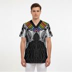 Aotearoa Kowhaiwhai Poutama Rainbow Motif Scrub Top