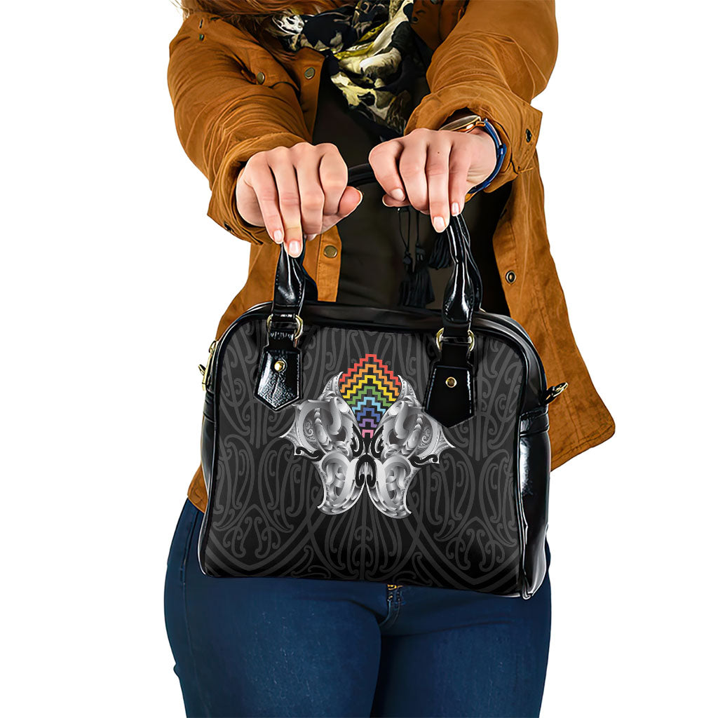 Aotearoa Kowhaiwhai Poutama Rainbow Motif Shoulder Handbag