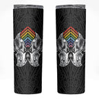 Aotearoa Kowhaiwhai Poutama Rainbow Motif Skinny Tumbler