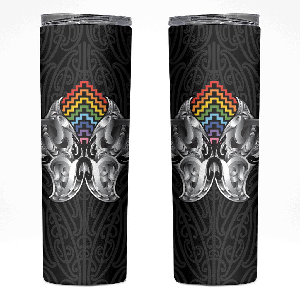 Aotearoa Kowhaiwhai Poutama Rainbow Motif Skinny Tumbler