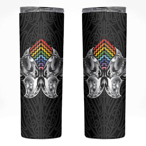 Aotearoa Kowhaiwhai Poutama Rainbow Motif Skinny Tumbler