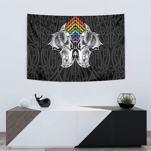 Aotearoa Kowhaiwhai Poutama Rainbow Motif Tapestry