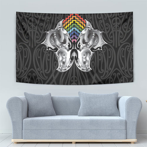 Aotearoa Kowhaiwhai Poutama Rainbow Motif Tapestry