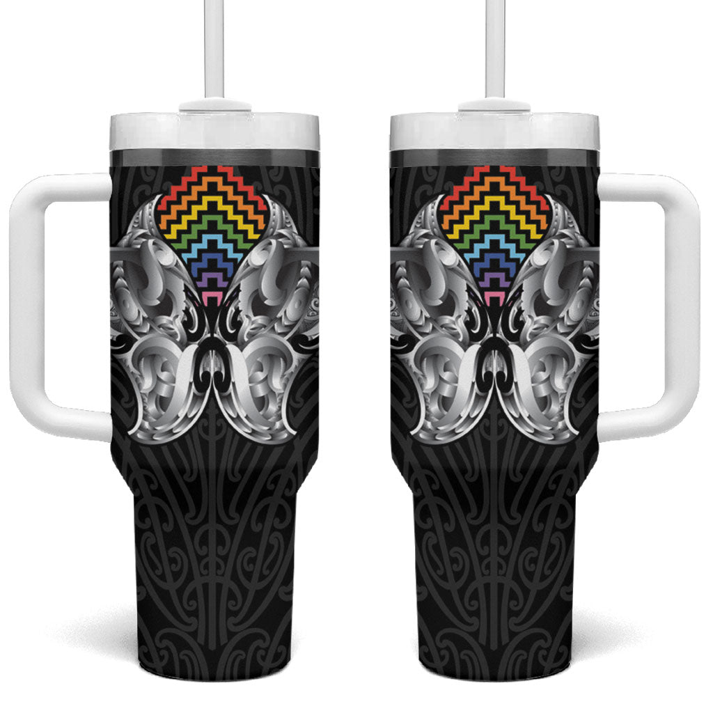 Aotearoa Kowhaiwhai Poutama Rainbow Motif Tumbler With Handle