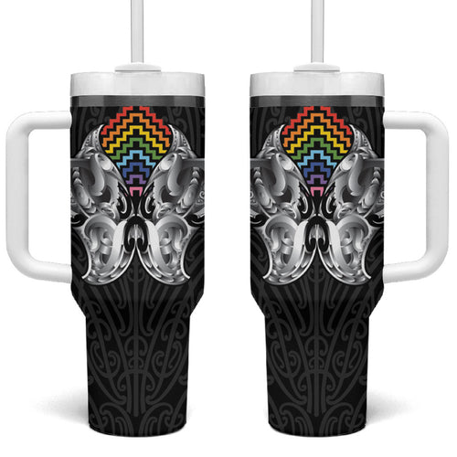 Aotearoa Kowhaiwhai Poutama Rainbow Motif Tumbler With Handle