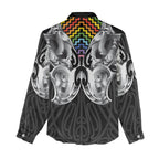 Aotearoa Kowhaiwhai Poutama Rainbow Motif Women Casual Shirt