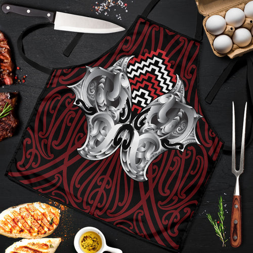 Aotearoa Kowhaiwhai Poutama Red Motif Apron