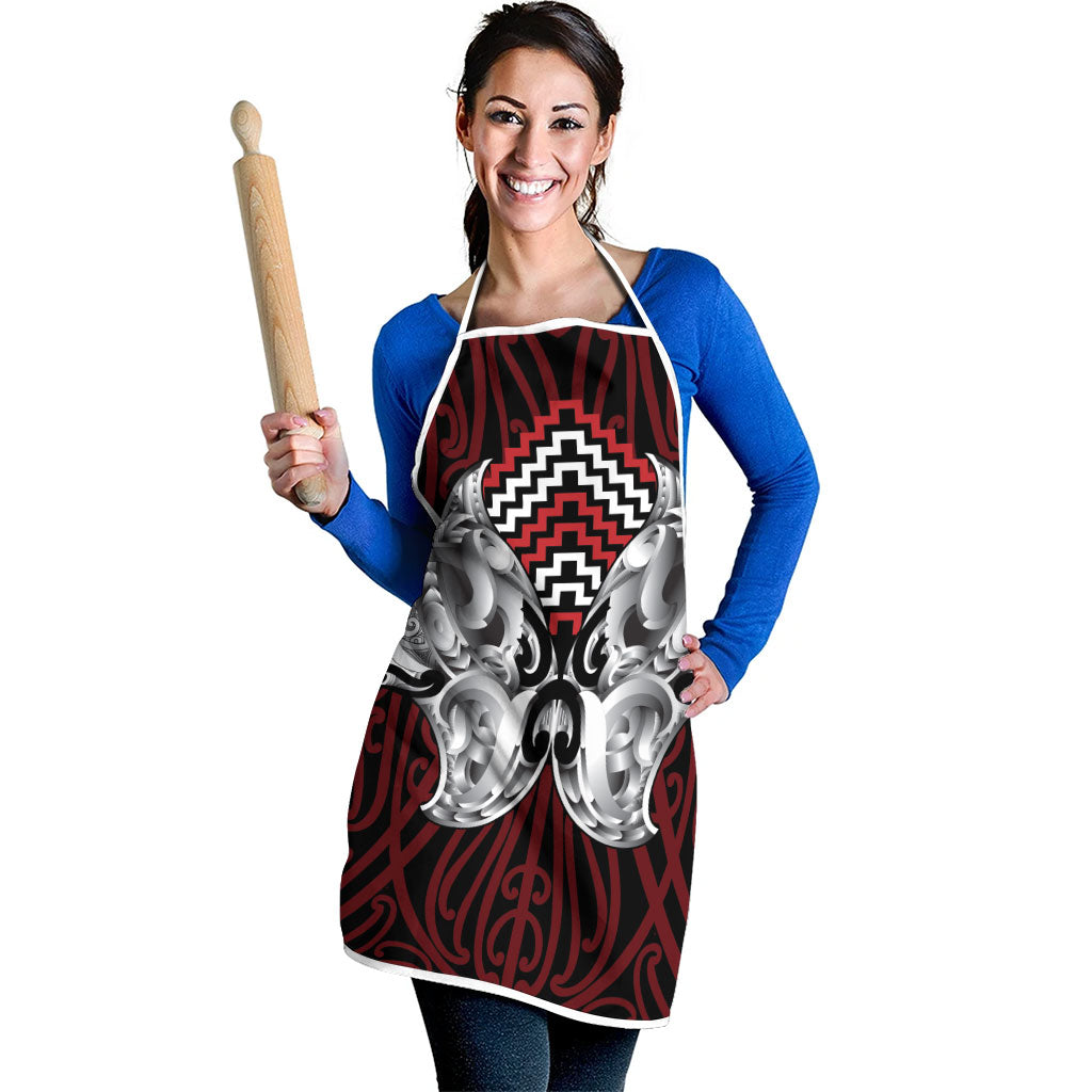 Aotearoa Kowhaiwhai Poutama Red Motif Apron