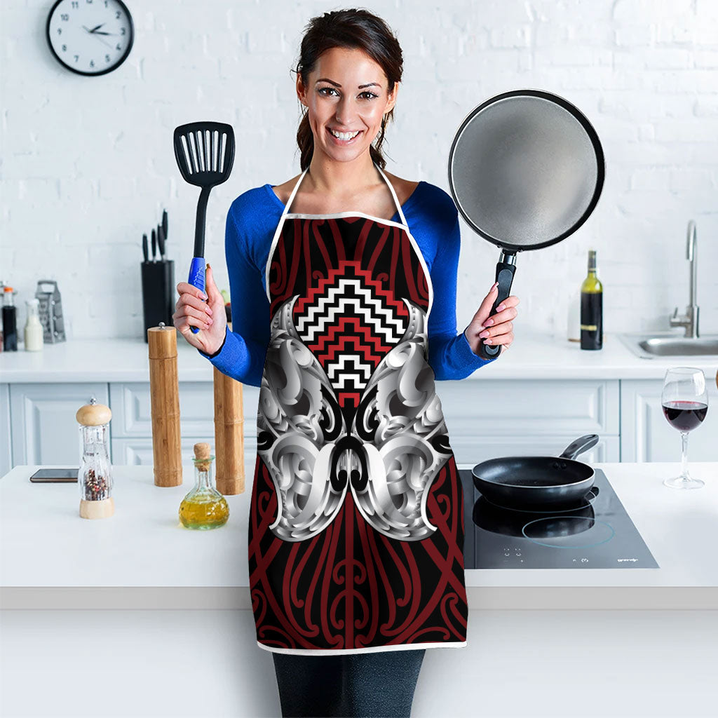 Aotearoa Kowhaiwhai Poutama Red Motif Apron