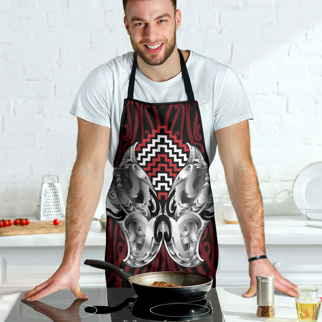 Aotearoa Kowhaiwhai Poutama Red Motif Apron