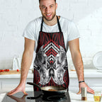 Aotearoa Kowhaiwhai Poutama Red Motif Apron