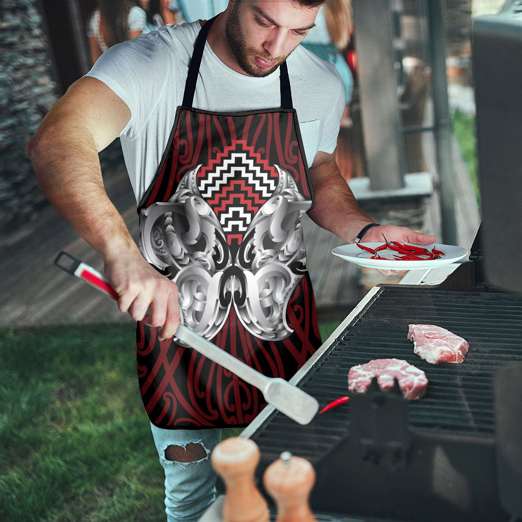 Aotearoa Kowhaiwhai Poutama Red Motif Apron