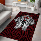 Aotearoa Kowhaiwhai Poutama Red Motif Area Rug