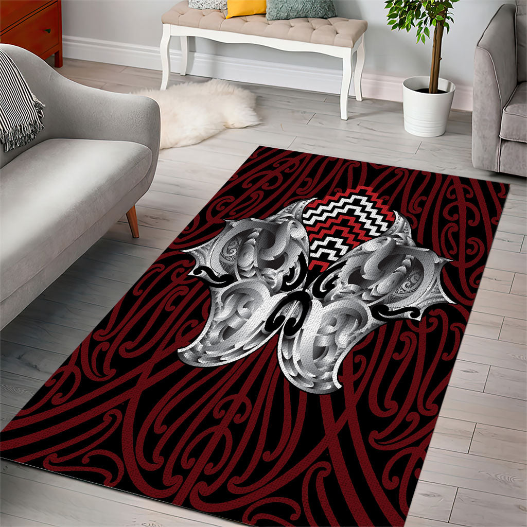 Aotearoa Kowhaiwhai Poutama Red Motif Area Rug