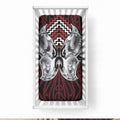 Aotearoa Kowhaiwhai Poutama Red Motif Baby Bed Cover