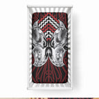 Aotearoa Kowhaiwhai Poutama Red Motif Baby Bed Cover