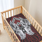 Aotearoa Kowhaiwhai Poutama Red Motif Baby Bed Cover