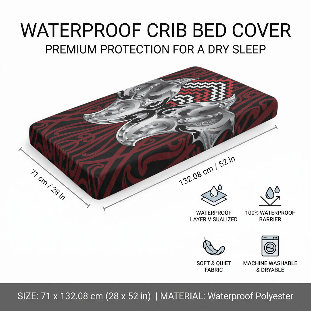 Aotearoa Kowhaiwhai Poutama Red Motif Baby Bed Cover