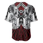Aotearoa Kowhaiwhai Poutama Red Motif Baseball Jersey