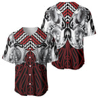 Aotearoa Kowhaiwhai Poutama Red Motif Baseball Jersey