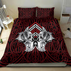 Aotearoa Kowhaiwhai Poutama Red Motif Bedding Set
